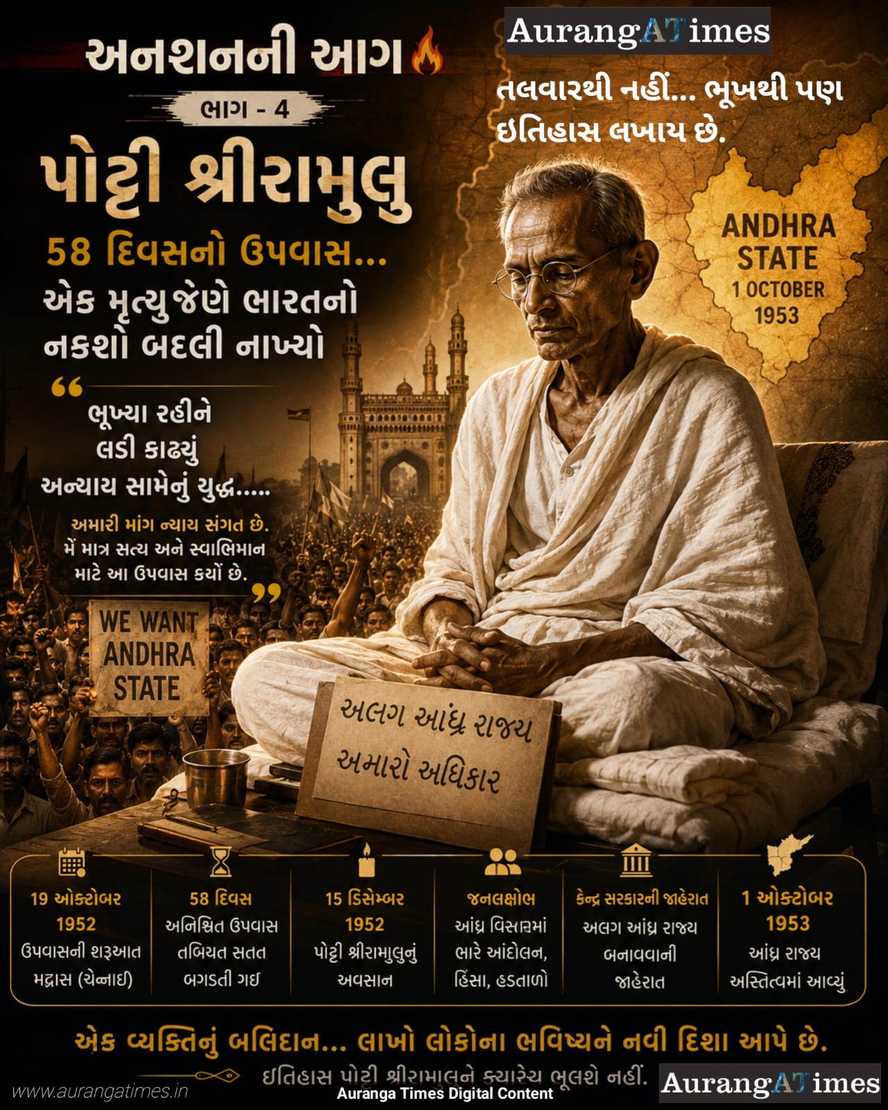 અનશનની આગ – ભાગ 4, પોટ્ટી શ્રીરામુલુ: 58 દિવસનો ઉપવાસ… એક મૃત્યુ જેણે ભારતનો નકશો બદલી નાખ્યો