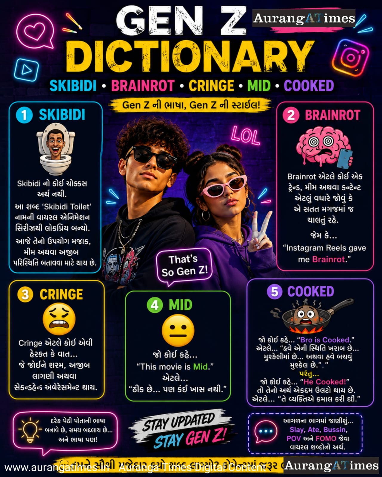 Gen Z Dictionary – Skibidi, Brainrot, Cringe, Mid અને Cooked નો સાચો અર્થ શું?