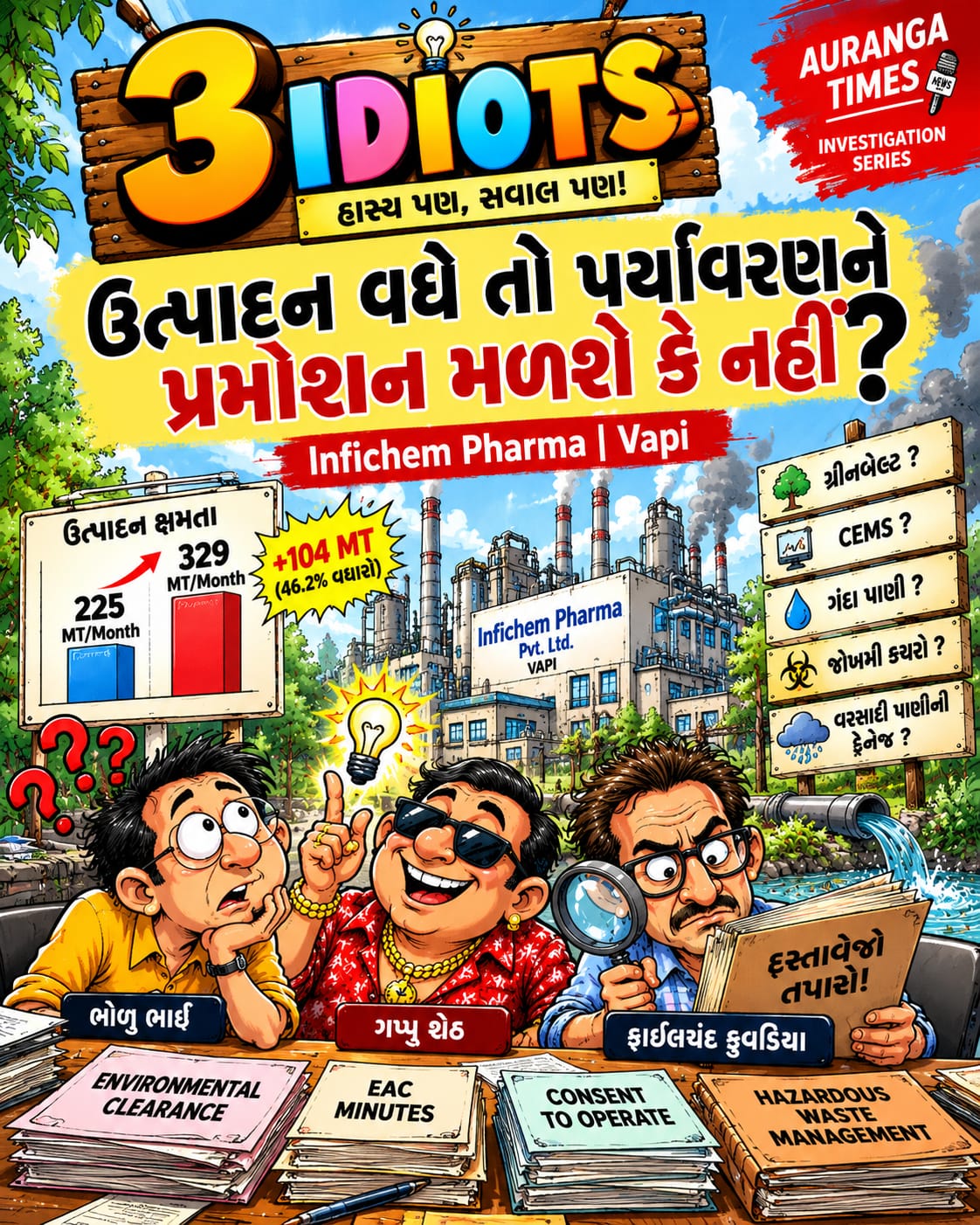 ઉત્પાદન વધે તો પર્યાવરણને પ્રમોશન મળશે કે નહીં? વાપીની Infichem Pharmaના વિસ્તરણ પ્રસ્તાવ પર ત્રણ મહામૂર્ખોની મહામહેનત!